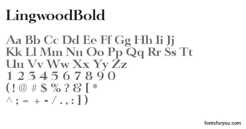 Шрифт LingwoodBold – алфавит, цифры, специальные символы