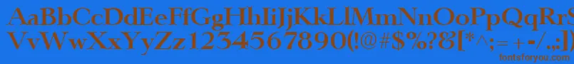 フォントLingwoodBold – 茶色の文字が青い背景にあります。