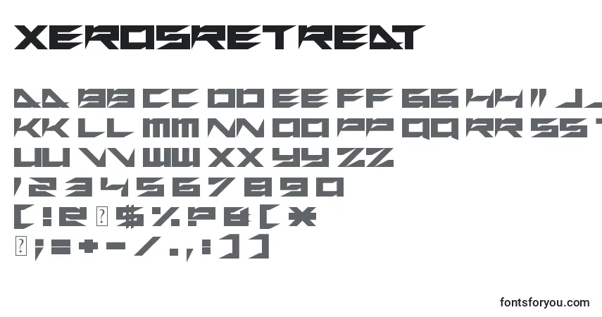 Czcionka XerosRetreat – alfabet, cyfry, specjalne znaki