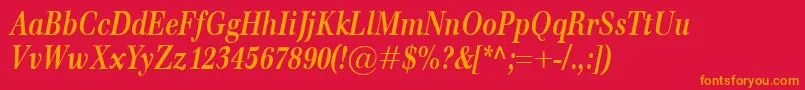 EmonaCondBolditalic Font – Orange Fonts on Red Background