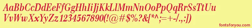 EmonaCondBolditalic-Schriftart – Rote Schriften auf gelbem Hintergrund