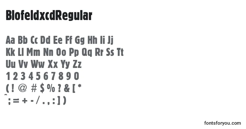 A fonte BlofeldxcdRegular – alfabeto, números, caracteres especiais