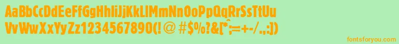 BlofeldxcdRegular-Schriftart – Orangefarbene Schriften auf grünem Hintergrund