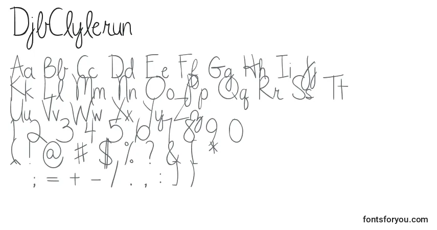 Schriftart DjbClylerun – Alphabet, Zahlen, spezielle Symbole