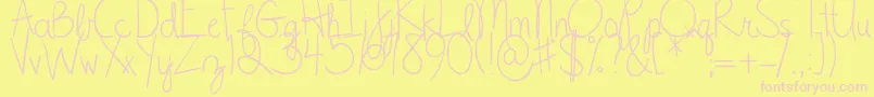 DjbClylerun Font – Pink Fonts on Yellow Background