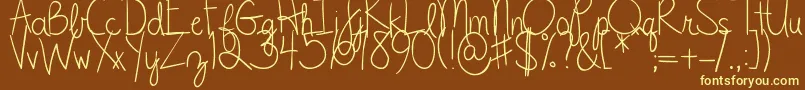 DjbClylerun-fontti – keltaiset fontit ruskealla taustalla