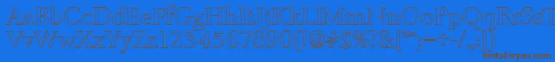 Fonte BelfastoutlineMediumRegular – fontes marrons em um fundo azul