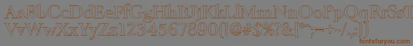 BelfastoutlineMediumRegular-Schriftart – Braune Schriften auf grauem Hintergrund