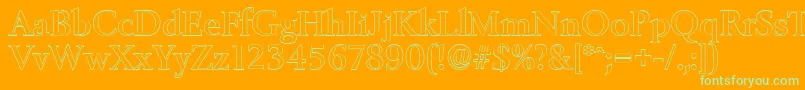 フォントBelfastoutlineMediumRegular – オレンジの背景に緑のフォント