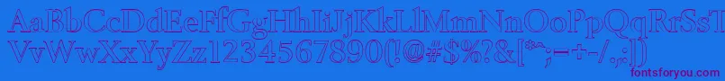 BelfastoutlineMediumRegular-Schriftart – Violette Schriften auf blauem Hintergrund