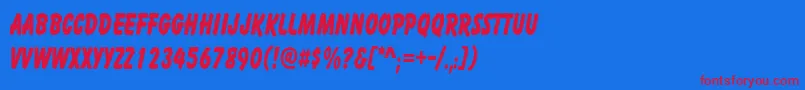 CartoonCondensed Font – Red Fonts on Blue Background