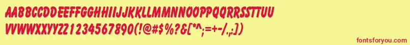 CartoonCondensed Font – Red Fonts on Yellow Background