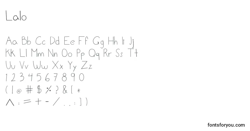 Schriftart Lalo – Alphabet, Zahlen, spezielle Symbole