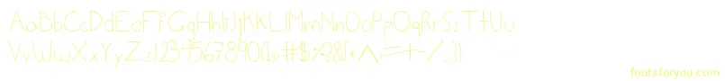 フォントLalo – 白い背景に黄色の文字