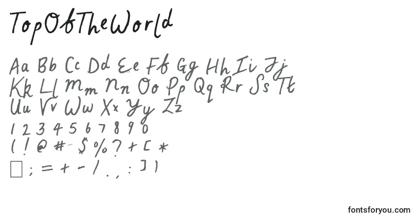 A fonte TopOfTheWorld – alfabeto, números, caracteres especiais