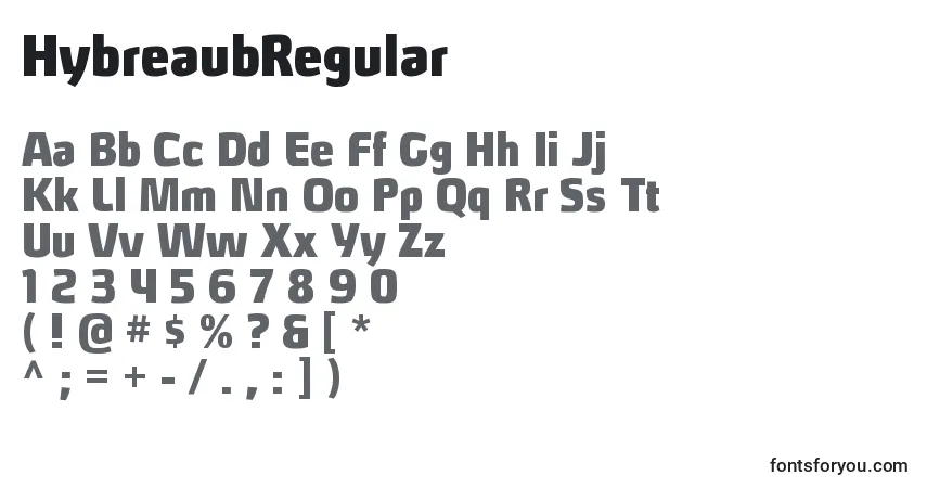 Schriftart HybreaubRegular – Alphabet, Zahlen, spezielle Symbole