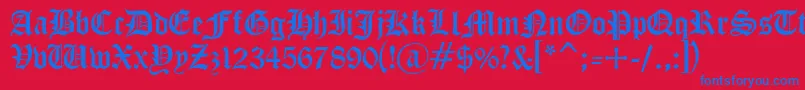 Cyrillicgoth-Schriftart – Blaue Schriften auf rotem Hintergrund