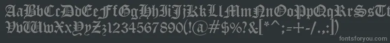 Cyrillicgoth-Schriftart – Graue Schriften auf schwarzem Hintergrund