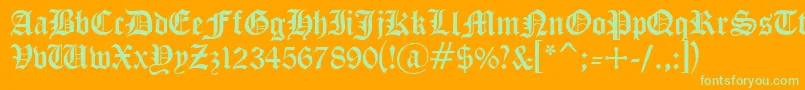 Cyrillicgoth Font – Green Fonts on Orange Background