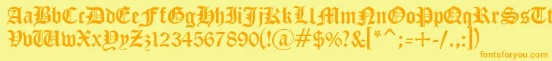 Cyrillicgoth Font – Orange Fonts on Yellow Background