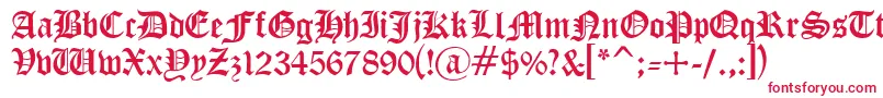 Cyrillicgoth-Schriftart – Rote Schriften auf weißem Hintergrund