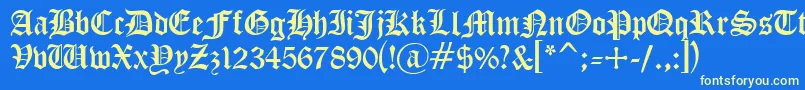 Cyrillicgoth Font – Yellow Fonts on Blue Background