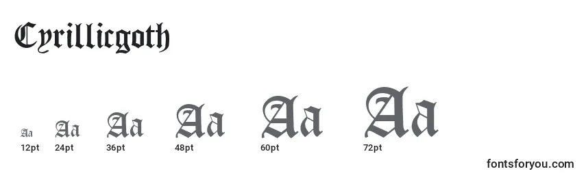 Размеры шрифта Cyrillicgoth