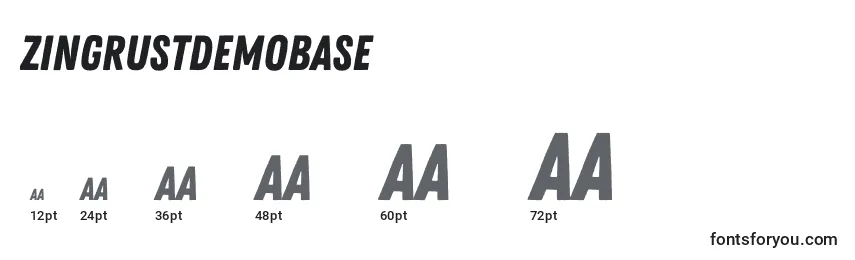 Размеры шрифта ZingrustdemoBase