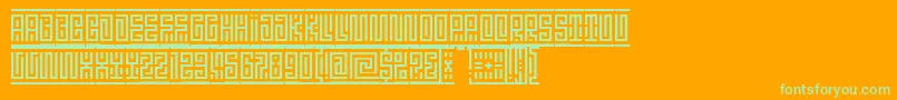 Linotypeminos Font – Green Fonts on Orange Background