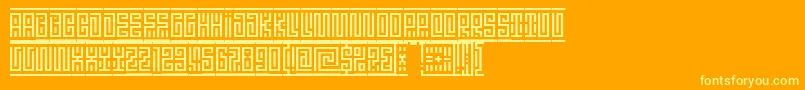 Linotypeminos Font – Yellow Fonts on Orange Background