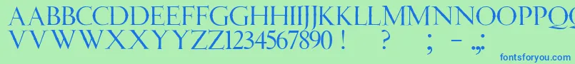JmhAngelusCap-Schriftart – Blaue Schriften auf grünem Hintergrund