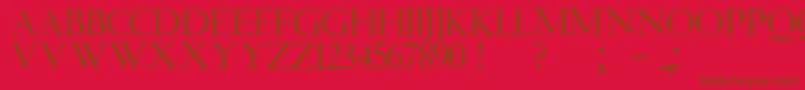 JmhAngelusCap-Schriftart – Braune Schriften auf rotem Hintergrund