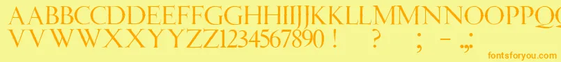 JmhAngelusCap Font – Orange Fonts on Yellow Background