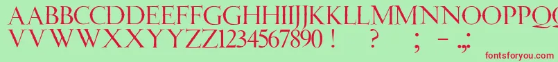 JmhAngelusCap-Schriftart – Rote Schriften auf grünem Hintergrund