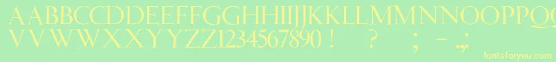JmhAngelusCap-Schriftart – Gelbe Schriften auf grünem Hintergrund