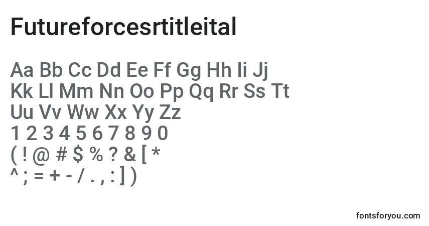 A fonte Futureforcesrtitleital – alfabeto, números, caracteres especiais
