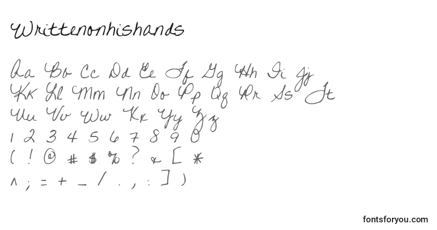Writtenonhishands-fontti – aakkoset, numerot, erikoismerkit