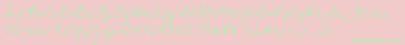 Writtenonhishands-Schriftart – Grüne Schriften auf rosa Hintergrund