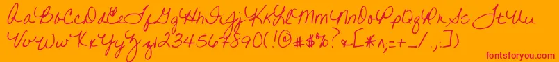 Writtenonhishands Font – Red Fonts on Orange Background