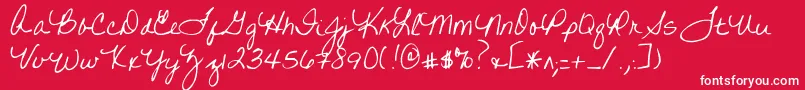 Writtenonhishands Font – White Fonts on Red Background