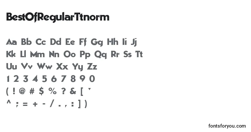 A fonte BestOfRegularTtnorm – alfabeto, números, caracteres especiais