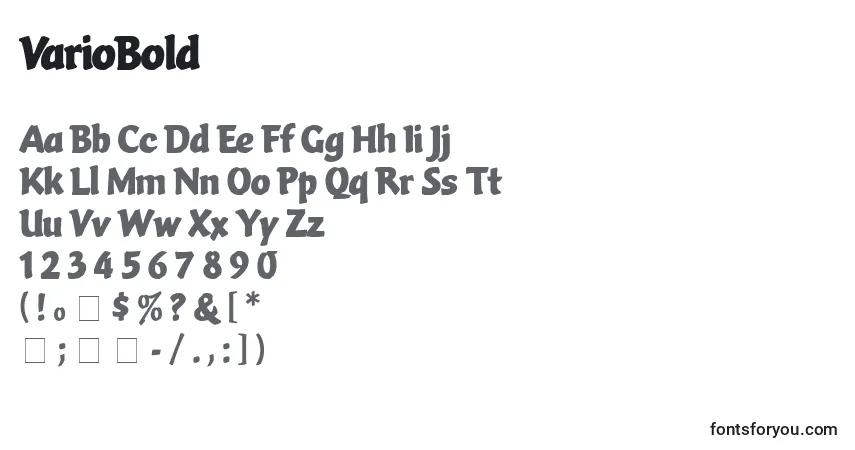 Fuente VarioBold - alfabeto, números, caracteres especiales