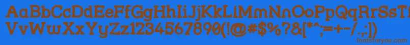 フォントStrslml – 茶色の文字が青い背景にあります。