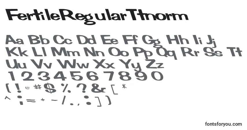 A fonte FertileRegularTtnorm – alfabeto, números, caracteres especiais