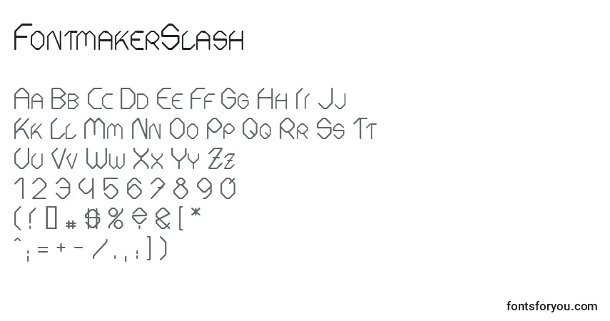 A fonte FontmakerSlash – alfabeto, números, caracteres especiais