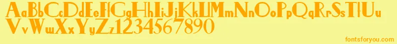 Fonte LeidenschaftDevans – fontes laranjas em um fundo amarelo