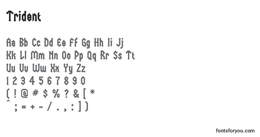Schriftart Trident – Alphabet, Zahlen, spezielle Symbole