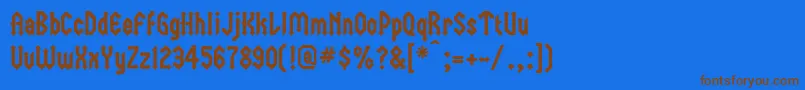 フォントTrident – 茶色の文字が青い背景にあります。