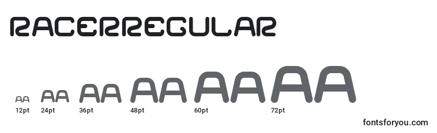 RacerRegular Font Sizes