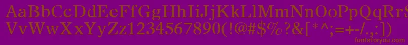 OlympianLtRoman-Schriftart – Braune Schriften auf violettem Hintergrund